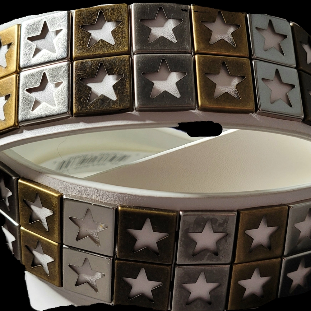 Ladies White, Silver and Gold Star Belt